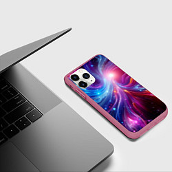 Чехол iPhone 11 Pro матовый Неоновая абстракция - нейросеть, цвет: 3D-малиновый — фото 2