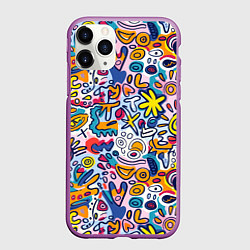 Чехол iPhone 11 Pro матовый Солнце и морские звёзды абстракция, цвет: 3D-фиолетовый