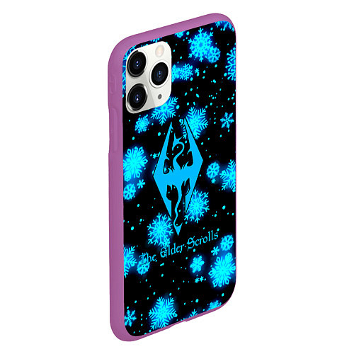 Чехол iPhone 11 Pro матовый The Elder Scrolls logo winter / 3D-Фиолетовый – фото 2