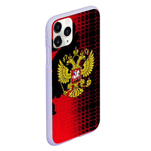 Чехол iPhone 11 Pro матовый Россия герб патриотический стиль / 3D-Светло-сиреневый – фото 2