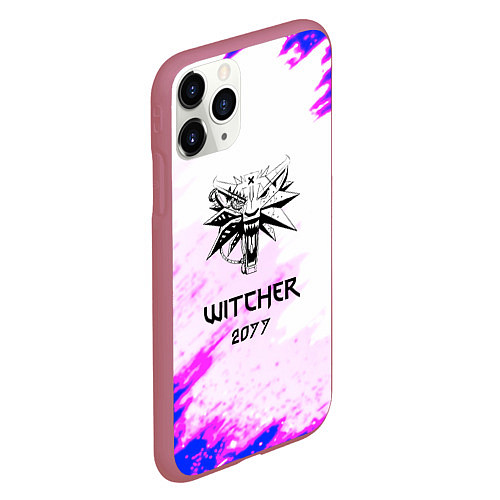 Чехол iPhone 11 Pro матовый The Witcher colors neon / 3D-Малиновый – фото 2