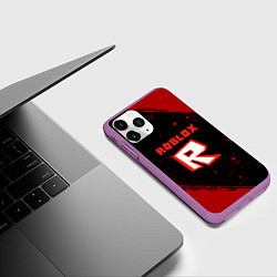 Чехол iPhone 11 Pro матовый Roblox текстура мобайл гейм, цвет: 3D-фиолетовый — фото 2