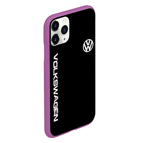 Чехол iPhone 11 Pro матовый Volkswagen logo white / 3D-Фиолетовый – фото 2