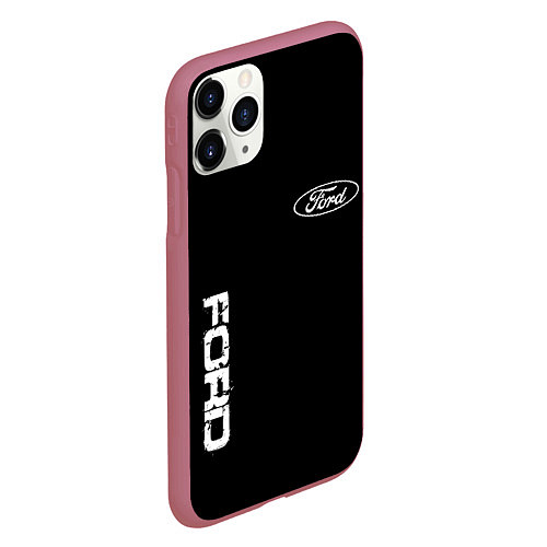 Чехол iPhone 11 Pro матовый Ford logo white steel / 3D-Малиновый – фото 2