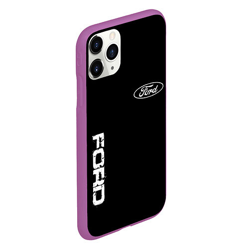 Чехол iPhone 11 Pro матовый Ford logo white steel / 3D-Фиолетовый – фото 2