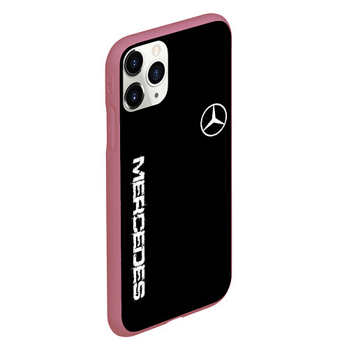 Чехол iPhone 11 Pro матовый Mercedes benz logo white auto / 3D-Малиновый – фото 2