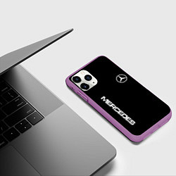 Чехол iPhone 11 Pro матовый Mercedes benz logo white auto, цвет: 3D-фиолетовый — фото 2