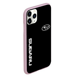 Чехол iPhone 11 Pro матовый Subaru logo white, цвет: 3D-розовый — фото 2