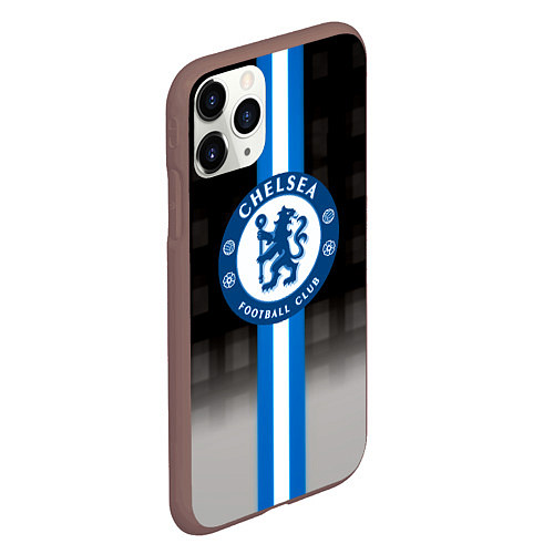 Чехол iPhone 11 Pro матовый Chelsea fc sport geometry / 3D-Коричневый – фото 2