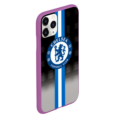 Чехол iPhone 11 Pro матовый Chelsea fc sport geometry / 3D-Фиолетовый – фото 2