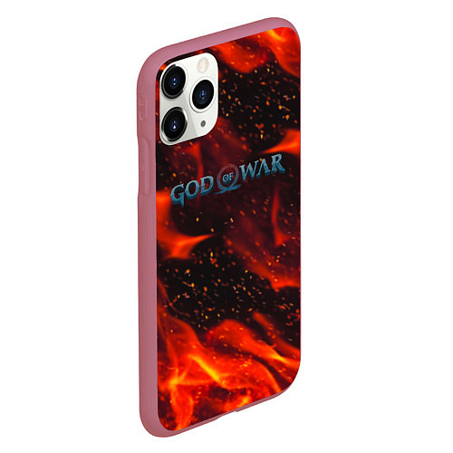 Чехол iPhone 11 Pro матовый God of war fire steel / 3D-Малиновый – фото 2