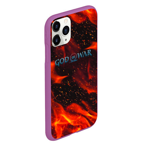 Чехол iPhone 11 Pro матовый God of war fire steel / 3D-Фиолетовый – фото 2