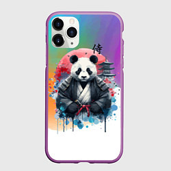 Чехол iPhone 11 Pro матовый Panda samurai - Japan, цвет: 3D-фиолетовый