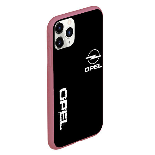 Чехол iPhone 11 Pro матовый Opel white logo / 3D-Малиновый – фото 2