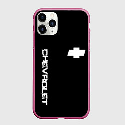 Чехол iPhone 11 Pro матовый Chevrolet white logo auto, цвет: 3D-малиновый