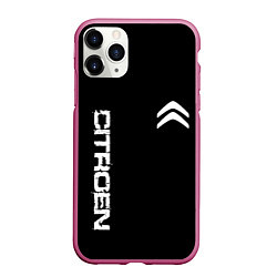 Чехол iPhone 11 Pro матовый Citroen logo white, цвет: 3D-малиновый