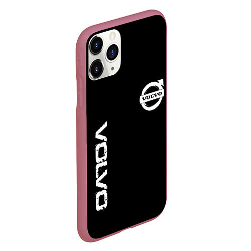 Чехол iPhone 11 Pro матовый Volvo white logo auto steel / 3D-Малиновый – фото 2