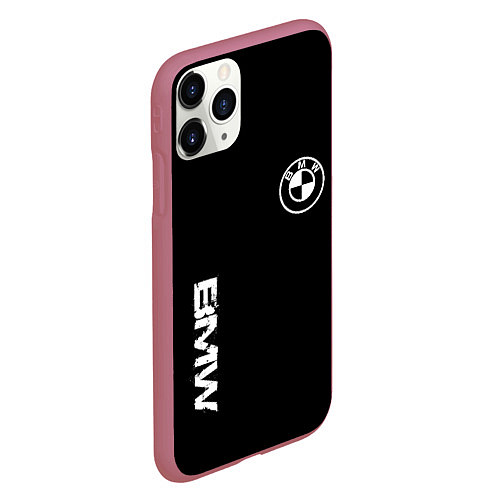 Чехол iPhone 11 Pro матовый BMW logo white auto / 3D-Малиновый – фото 2