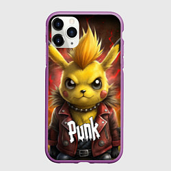 Чехол iPhone 11 Pro матовый Пикачу панки хой, цвет: 3D-фиолетовый