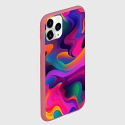 Чехол iPhone 11 Pro матовый Неоновые формы, цвет: 3D-малиновый — фото 2
