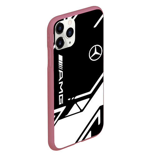 Чехол iPhone 11 Pro матовый Mercedes bens geometry / 3D-Малиновый – фото 2