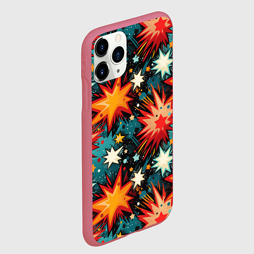 Чехол iPhone 11 Pro матовый Граффити звёзды и космос / 3D-Малиновый – фото 2