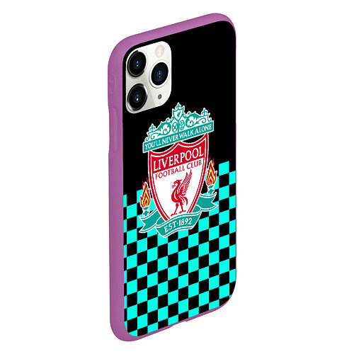Чехол iPhone 11 Pro матовый Liverpool fc sport клетка / 3D-Фиолетовый – фото 2