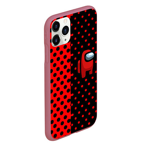 Чехол iPhone 11 Pro матовый Among us geometry dot / 3D-Малиновый – фото 2