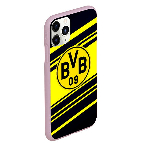 Чехол iPhone 11 Pro матовый Borussia sport geometry / 3D-Розовый – фото 2