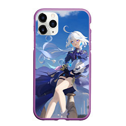 Чехол iPhone 11 Pro матовый Genshin Impact Furina радостная, цвет: 3D-фиолетовый