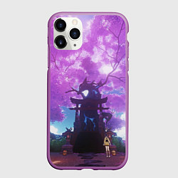 Чехол iPhone 11 Pro матовый Genshin Impact Сакура Наруками, цвет: 3D-фиолетовый