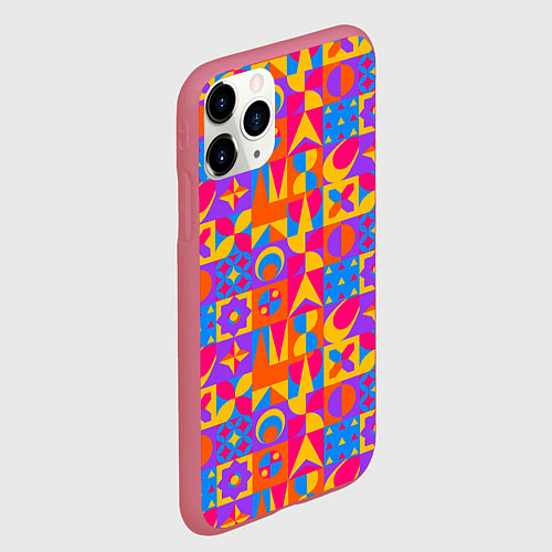 Чехол iPhone 11 Pro матовый Нео-гео текстура / 3D-Малиновый – фото 2