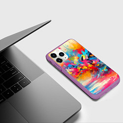 Чехол iPhone 11 Pro матовый Красочная абстракция - импрессионизм, цвет: 3D-фиолетовый — фото 2