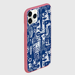 Чехол iPhone 11 Pro матовый Маски туземные абстракция, цвет: 3D-малиновый — фото 2