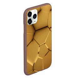 Чехол iPhone 11 Pro матовый Золотые неоновые плиты в разломе, цвет: 3D-коричневый — фото 2