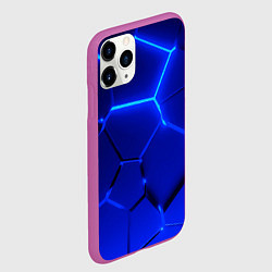 Чехол iPhone 11 Pro матовый Текстура темных синих неоновые плиты, цвет: 3D-фиолетовый — фото 2