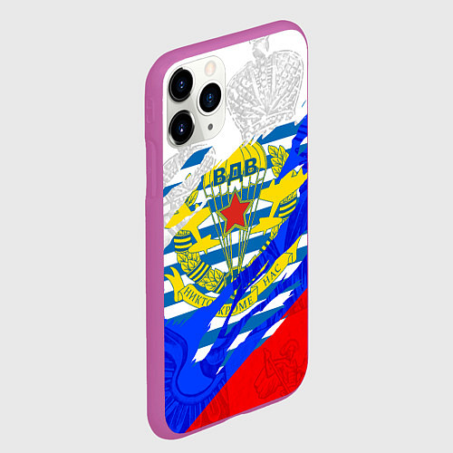 Чехол iPhone 11 Pro матовый ВДВ - рваная ткань / 3D-Фиолетовый – фото 2