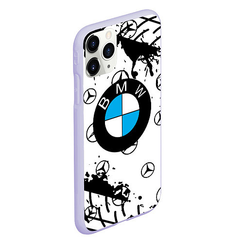 Чехол iPhone 11 Pro матовый BMW x Mercedes краски / 3D-Светло-сиреневый – фото 2