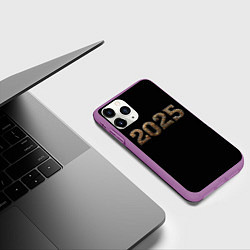 Чехол iPhone 11 Pro матовый Металическая надпись 2025 год в стиле стимпанк, цвет: 3D-фиолетовый — фото 2
