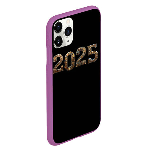 Чехол iPhone 11 Pro матовый Металическая надпись 2025 год в стиле стимпанк / 3D-Фиолетовый – фото 2