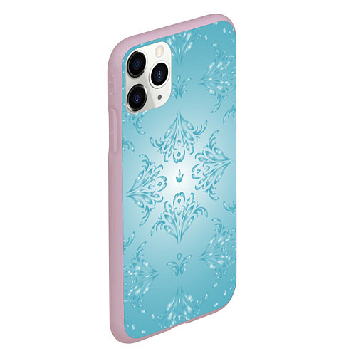 Чехол iPhone 11 Pro матовый Векторные узоры на нежно-бирюзовом фоне / 3D-Розовый – фото 2