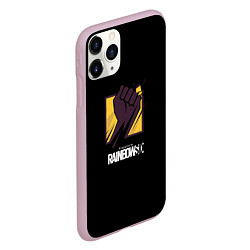 Чехол iPhone 11 Pro матовый Радуга 6 лого стиль, цвет: 3D-розовый — фото 2
