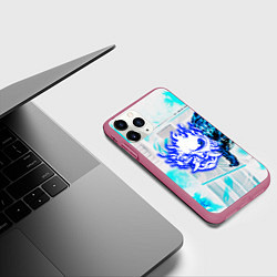 Чехол iPhone 11 Pro матовый Samurai logo howl, цвет: 3D-малиновый — фото 2