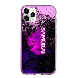 Чехол iPhone 11 Pro матовый Samurai neon logo краски, цвет: 3D-фиолетовый