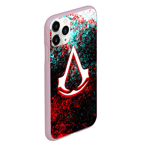Чехол iPhone 11 Pro матовый Assassins Creed logo glitch / 3D-Розовый – фото 2