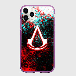 Чехол iPhone 11 Pro матовый Assassins Creed logo glitch, цвет: 3D-фиолетовый