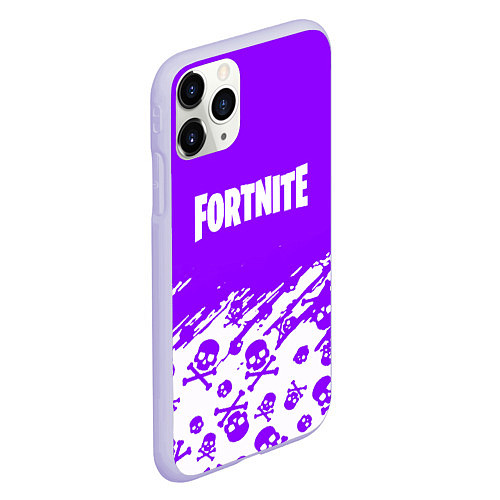 Чехол iPhone 11 Pro матовый Fortnite skull pattern / 3D-Светло-сиреневый – фото 2