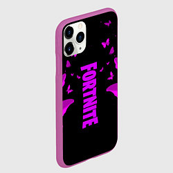 Чехол iPhone 11 Pro матовый Fortnite buterfly neon, цвет: 3D-фиолетовый — фото 2