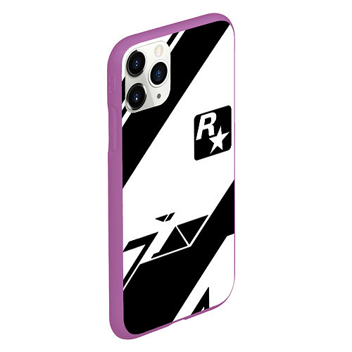 Чехол iPhone 11 Pro матовый Rockstar game pattern / 3D-Фиолетовый – фото 2