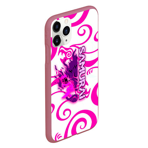 Чехол iPhone 11 Pro матовый Samurai dragon steel / 3D-Малиновый – фото 2